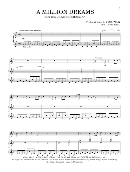 A Million Dreams (from The Greatest Showman) - Pasek & Paul, Benj Pasek, Justin Paul (Trumpet and Piano)