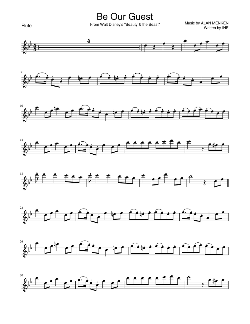Disney Flute Sheet Music Free Printable