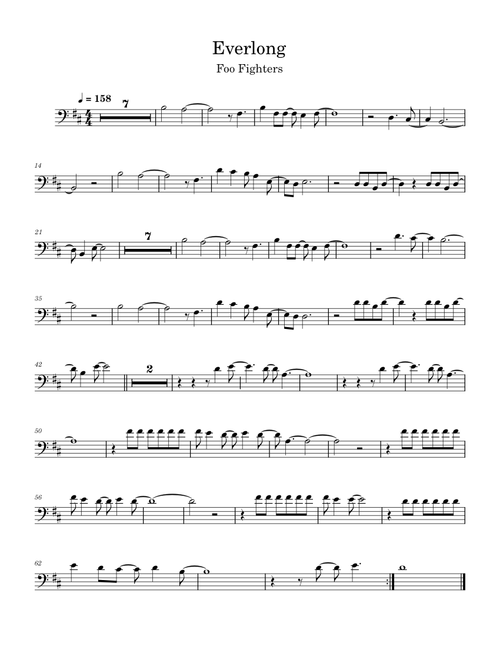 Everlong – Foo Fighters - bass clef instrument