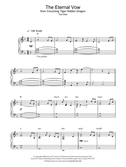 The Eternal Vow from Crouching Tiger, Hidden Dragon - Tan Dun (Piano Solo)