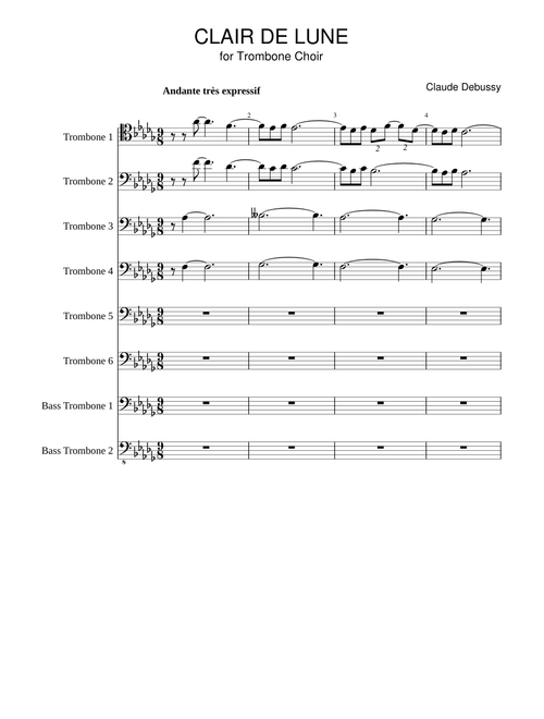 CLAIR DE LUNE for trombone choir