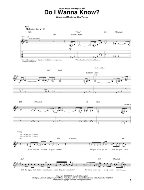 Do I Wanna Know? - Arctic Monkeys (Guitar Tab)