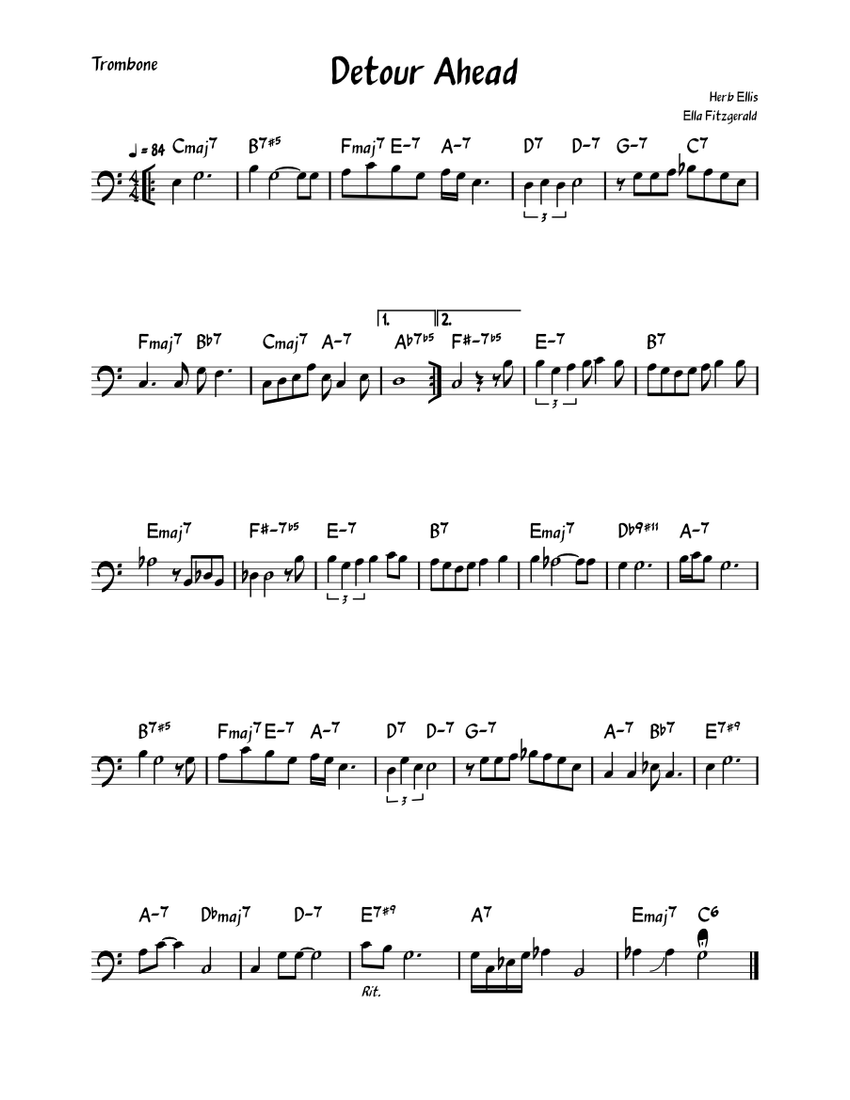 Detour Ahead Herb Ellis Sheet music for Trombone (Solo)