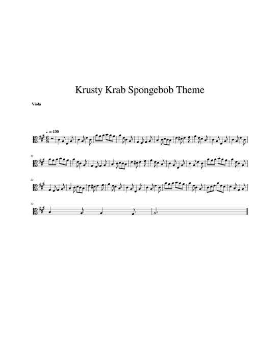 Krusty Krab Spongebob Theme Viola