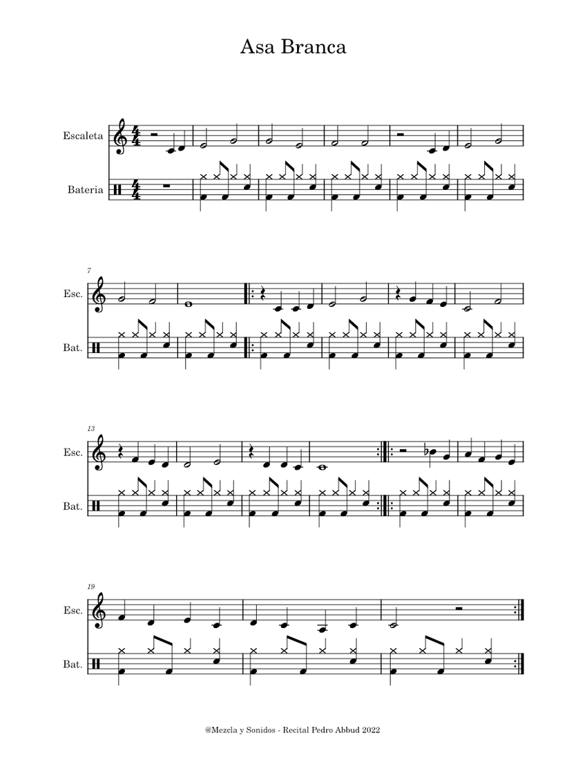 Asa branca Luiz Gonzaga Asa branca Recital Pedro Abbud Sheet music