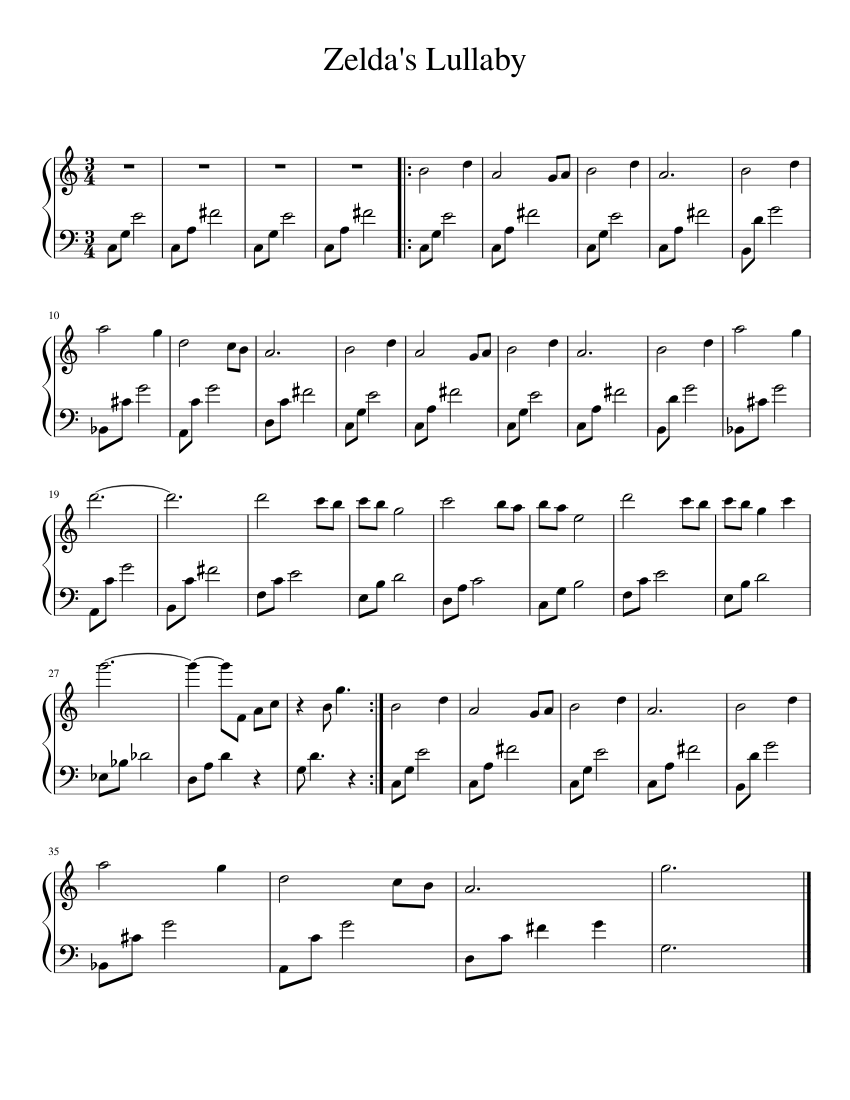 Zelda s Lullaby Sheet music for Harp Solo Musescore