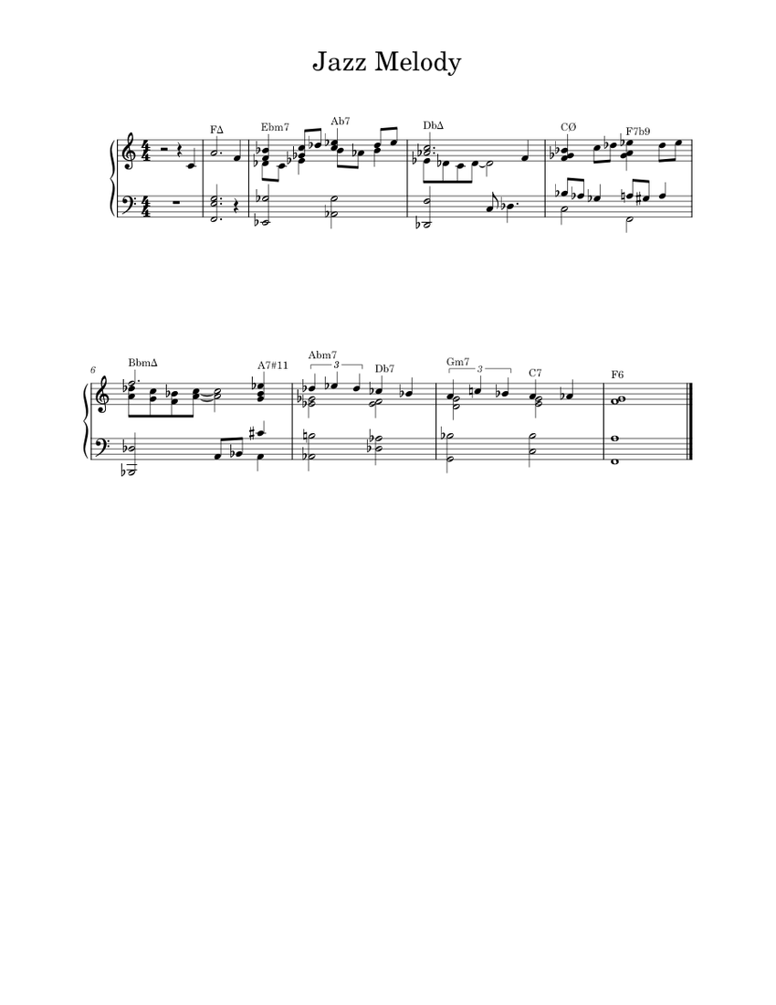 Jazz Melody Sheet Music for Piano (Solo) easy | MuseScore.com