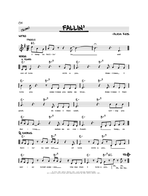Fallin' - Alicia Keys (Real Book - Melody-Chords)
