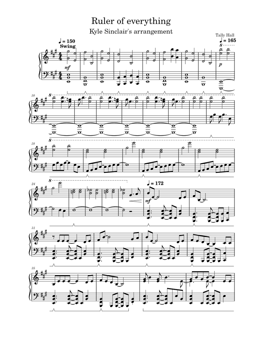 Ruler Of Everything – Tally Hall . Sheet Music for Piano (Solo ...