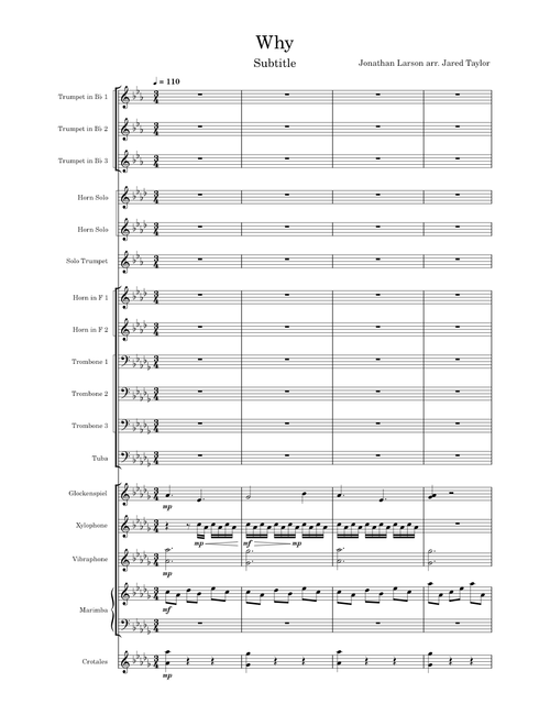 "Why" Drum Corps Arrangement (Tick Tick Boom)