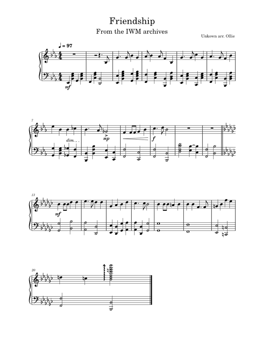 Friendship Sheet music for Piano (Solo)
