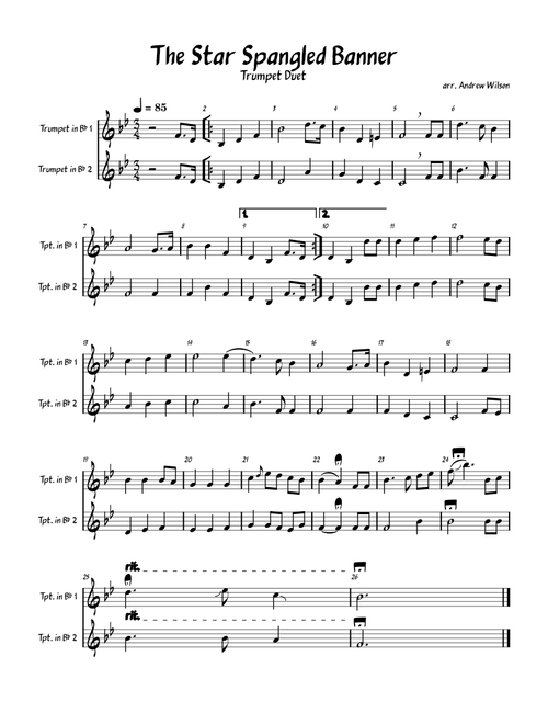 The Star Spangled Banner – Francis Scott Key The Star Spangled Banner Trumpet Duet