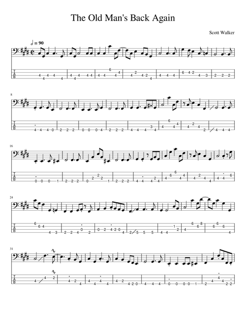 The Old Man's Back Again — Scott Walker (Bass Transcription)