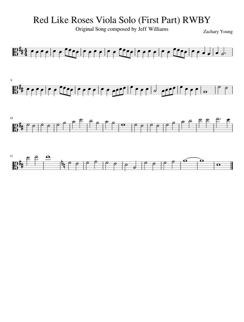 Red Like Roses Viola Solo First Part RWBY