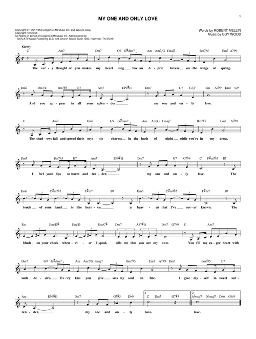 My One And Only Love - Robert Mellin (Lead Sheet - Fake Book)