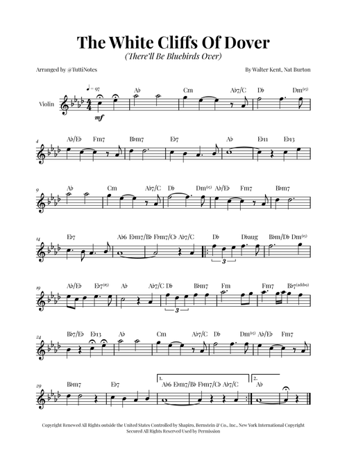 (There'll Be Bluebirds Over) The White Cliffs Of Dover (Arr. Glauco Fernandes) - Various (Violin Solo)
