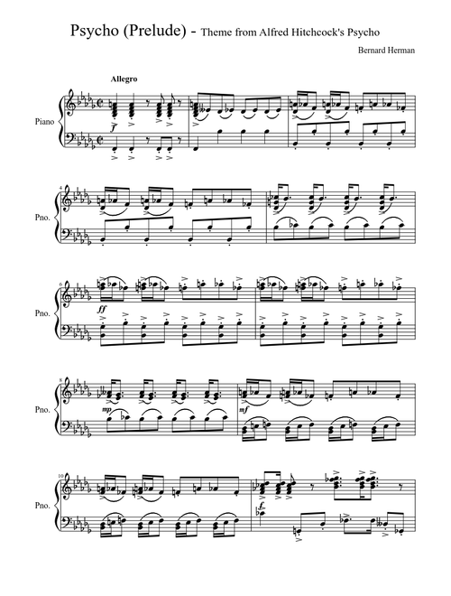 Prelude to Psycho for Piano