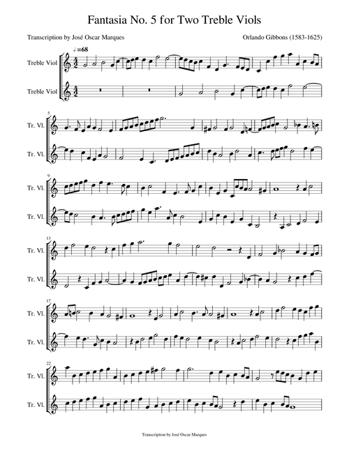 Gibbons: Fantasy No.5 for two treble viols