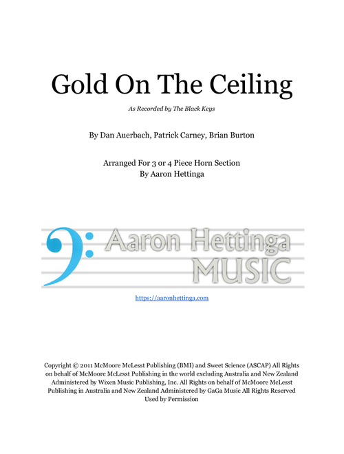 Gold On The Ceiling (Arr. Aaron Hettinga) - The Black Keys (Small Ensemble)