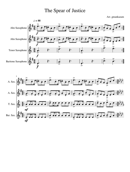 The Spear of Justice (Sax Quartet)