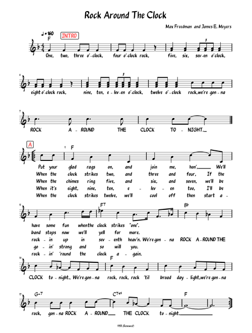 Rock Around The Clock (Lead sheet with lyrics )