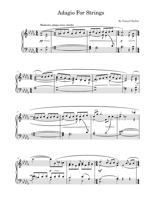 Adagio for Strings – Samuel Barber (Piano Version)
