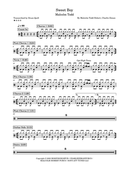 Sweet Boy (Arr. Drum Quill) - Malcolm Todd Hobert, Charlie Ziman (Drums)