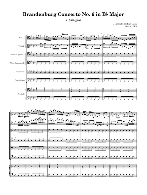 Bach - Brandenburg Concerto No. 6 in B♭ Major (BWV 1051): I. [Allegro]