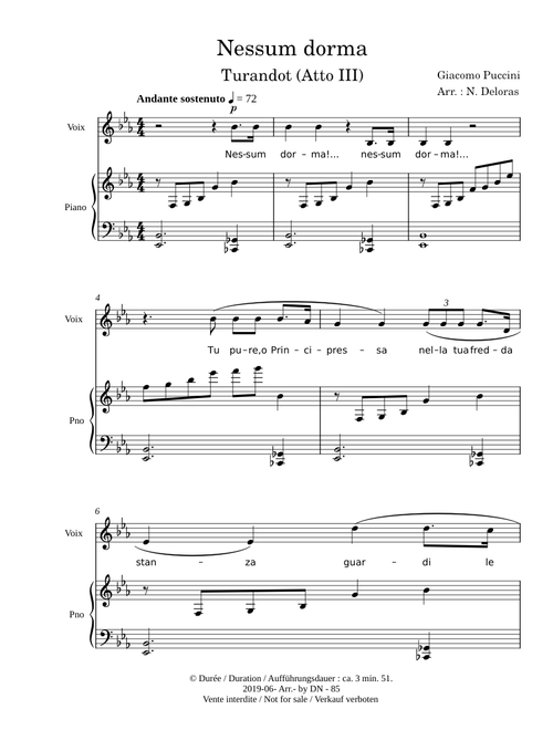 Nessum Dorma – Giacomo Puccini Nessum dorma