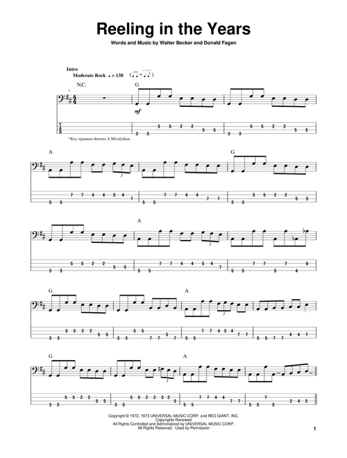 Reeling In The Years - Steely Dan (Bass Tab)
