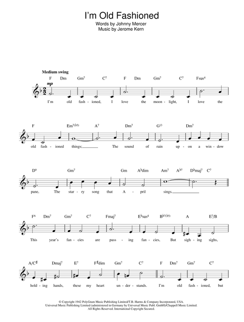 I'm Old Fashioned - Jerome Kern (Lead Sheet - Fake Book)
