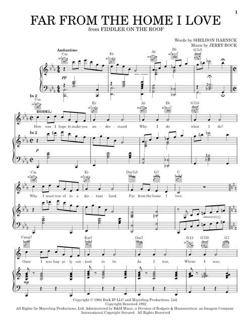 Far From The Home I Love - Sheldon Harnick, Jerry Bock (Vocal Pro + Piano-Guitar)