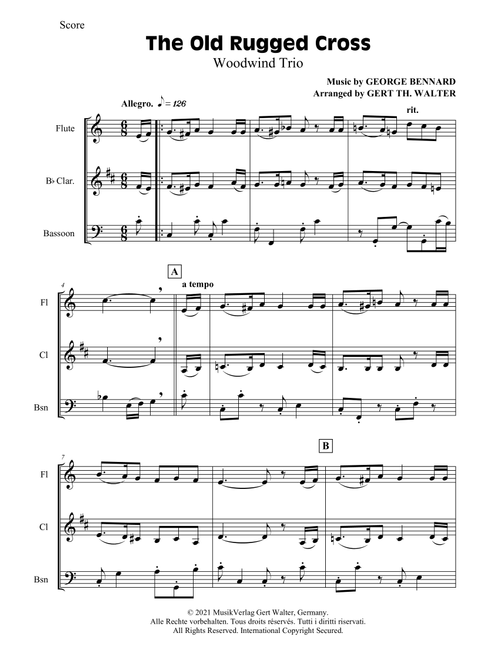 The Old Rugged Cross (Arr. Gert Th. Walter) - George Bennard (Woodwind Ensemble)
