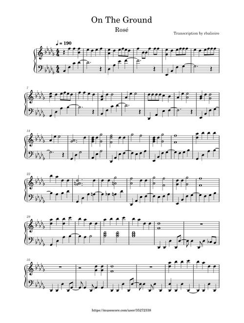 ON THE GROUND — ROSÉ (BLACKPINK) [Piano Version]