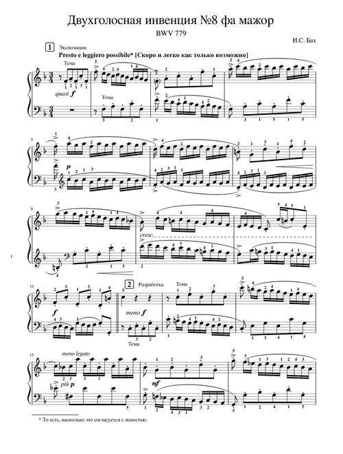 И.С. Бах. Двухголосная инвенция №8 фа мажор / J.S. Bach. Two Part Invention No. 8 in F dur / BWV 779