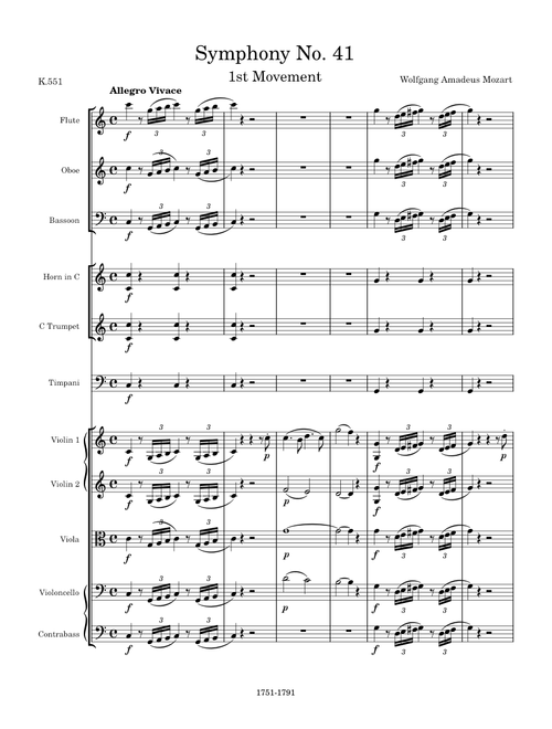 Symphony No. 41 in C Major "Jupiter", K.551, 1st Movement (Allegro Vivace) – Wolfgang Amadeus Mozart
