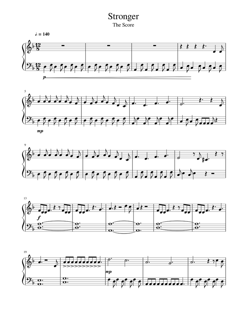 The Score - Stronger Sheet Music for Piano (Solo) | MuseScore.com