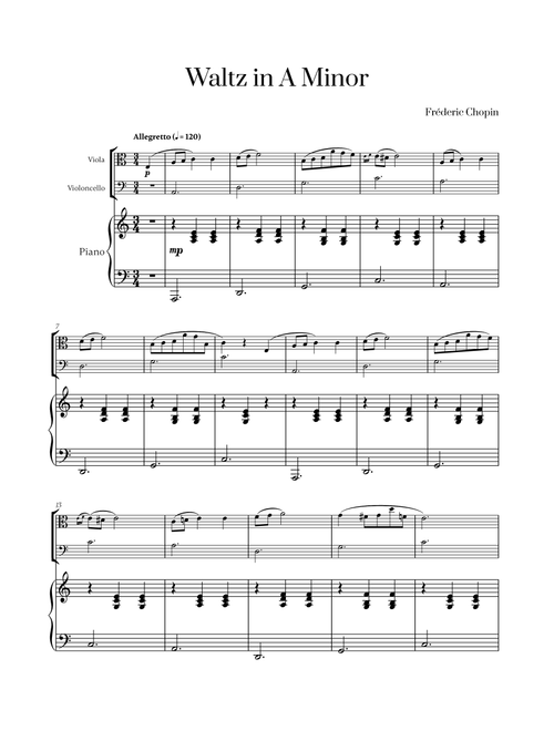 Chopin - Waltz in A Minor for Viola, Cello and Piano (Arr. Cadenza Editions) (Instrumental Duet and Piano)