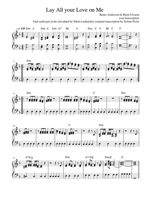 Lay All your Love on Me with synth part