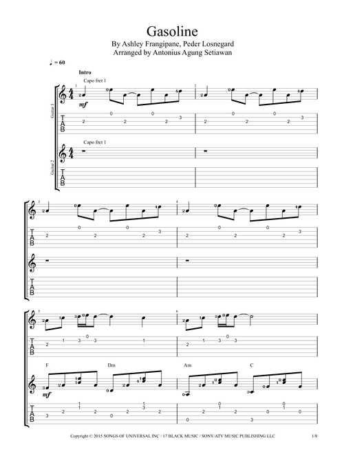 Gasoline (Arr. Antonius Agung Setiawan) - Halsey (Guitar Tab)