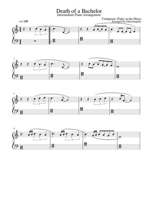 Death of a Bachelor . Panic at the Disco . Piano