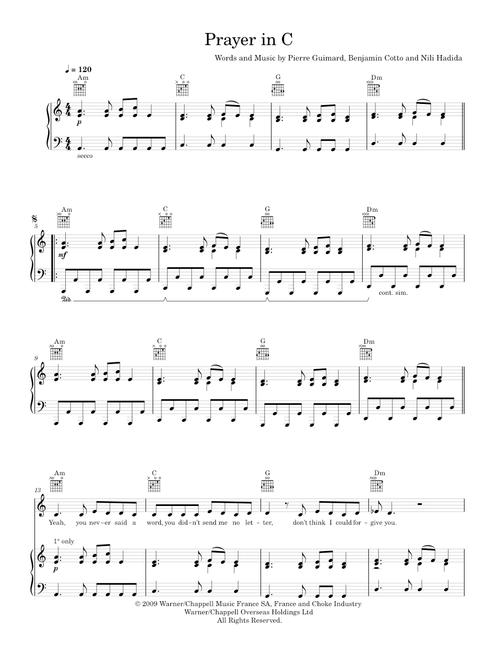Prayer in c - Lilly Wood & The Prick (Piano-Voice)
