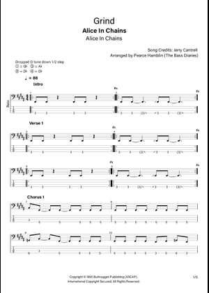 Play Official version of Grind Sheet Music by Alice in Chains for