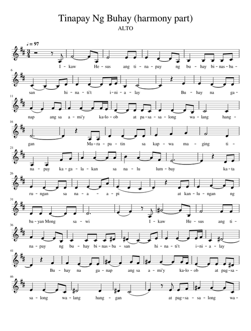 Tinapay Ng Buhay harmony part ALTO