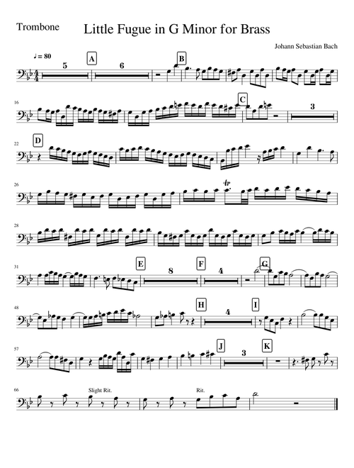 Little Fugue in G Minor for Brass Trombone