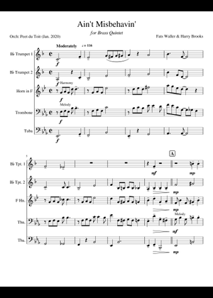 Play Official version of Ain't Misbehavin' Sheet Music by Thomas