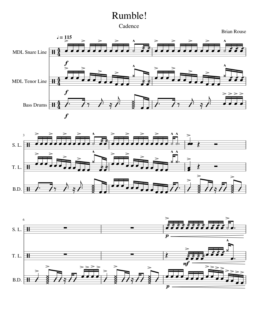 Rumble! Sheet Music for Bass drum (Solo) | MuseScore.com