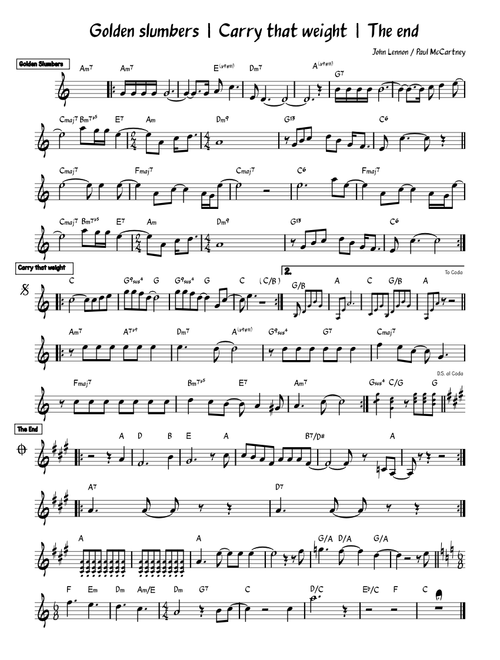Golden slumbers, Carry that weight, The end – One Pager (The Beatles)