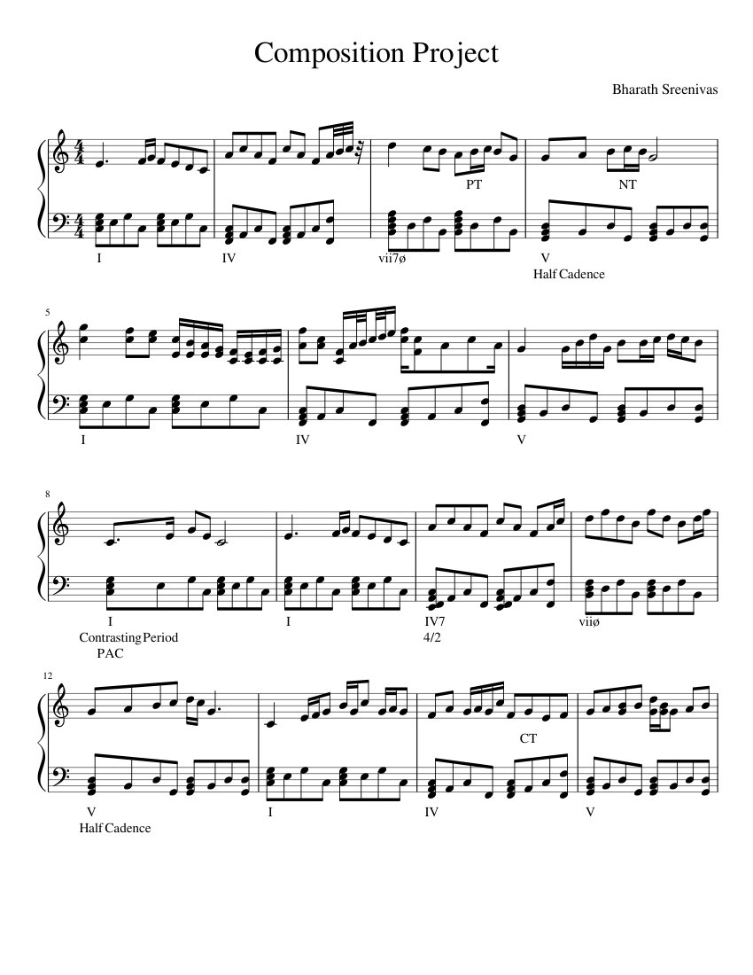 Bharath Sreenivas Composition Project Sheet Music for Piano (Solo ...
