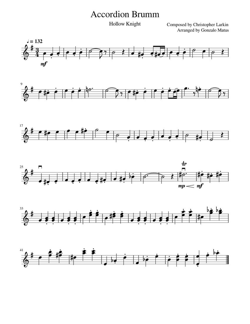 Accordion Brumm Violin Solo Sheet music for Violin Solo Musescore